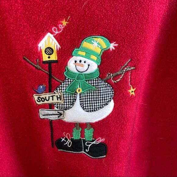 Vintage Avalon Christmas holiday sweatshirt - fleece snowman Crewneck - Picture 2 of 8